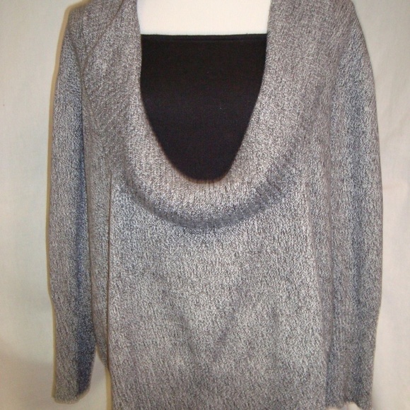 Dress Barn Sweaters - DRESS BARN Gray Black Cowl-Neck Sweater Womens 1X